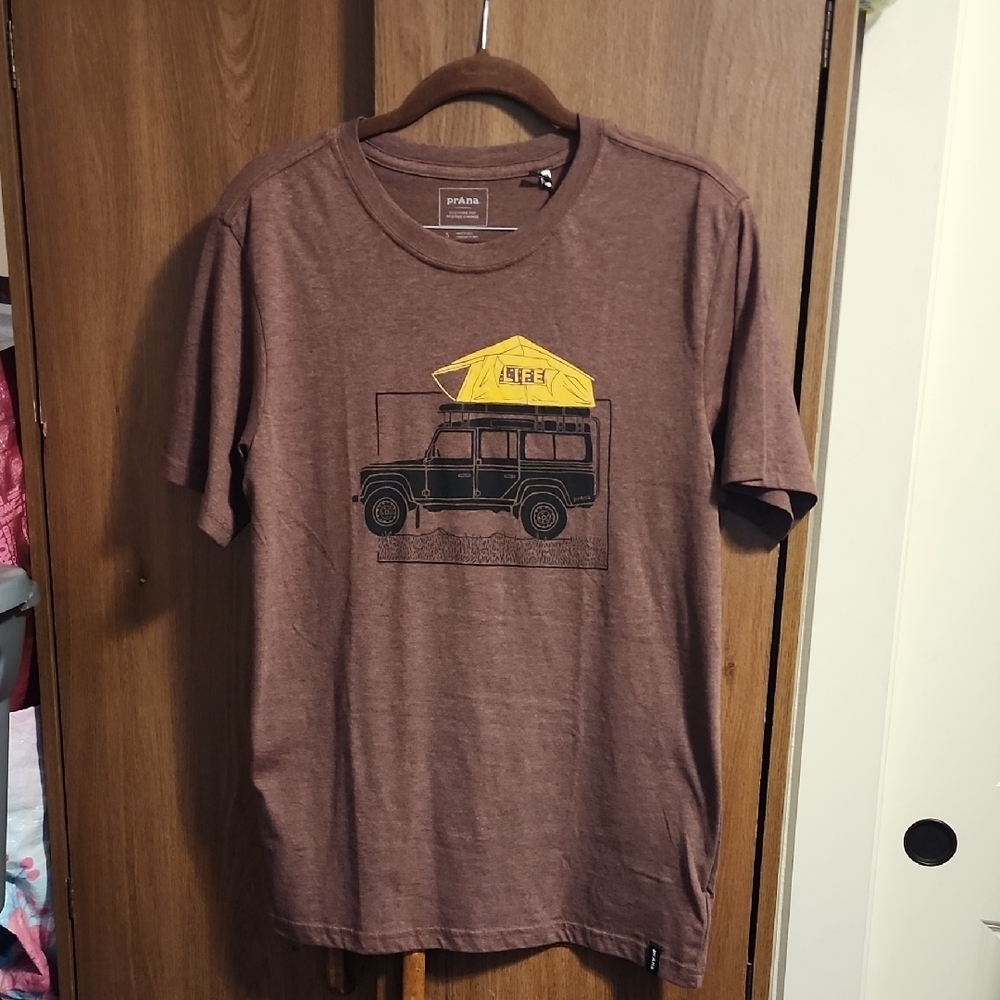 Prana Camp Life Journeyman Short Sleeve T-Shirt Men's CLOVE Heather S SL NWT